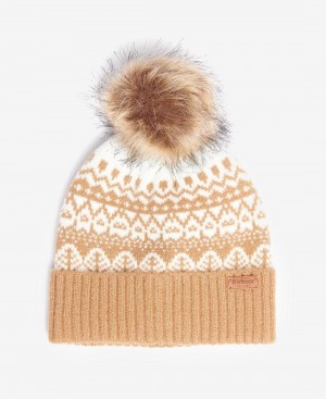 Chapeau Barbour Alpine Fairisle Pom Femme Marron | France_BAR28653