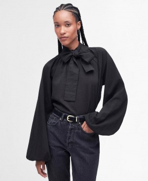 Hauts Barbour Alberta Blouse Femme Noir | France_BAR62605