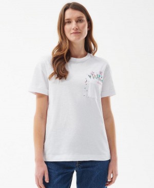 Hauts Barbour Barbour Evergreen T-Shirt Femme Blanche | France_BAR60322