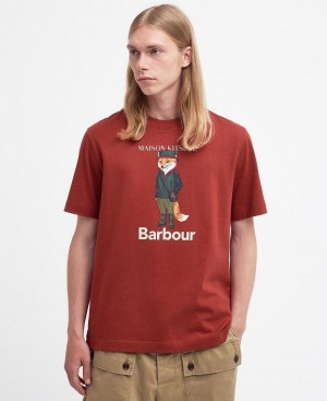 Hauts Barbour Barbour x Maison Kitsuné Beaufort Fox T-Shirt Homme Rouge | France_BAR22115