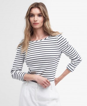 Hauts Barbour Langton Rayé T-Shirt Femme Stripes | France_BAR82330