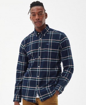 Hauts Barbour Ronan Tailored Fit Check Shirt Homme Bleu | France_BAR80037