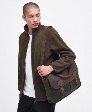 Sac Barbour Wax Cuir Briefcase Homme Vert Olive | France_BAR37590