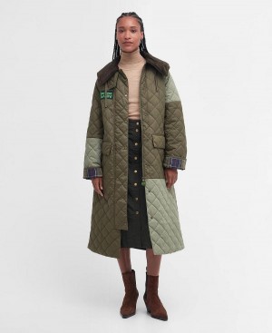 Vestes Barbour Barbour x GANNI Burghley Matelassé Femme Vert | France_BAR46381