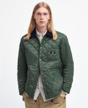 Vestes Barbour Barbour x Maison Kitsuné Kenning Matelassé Homme Vert | France_BAR31399