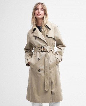 Vestes Barbour Greta Showerproof Trench Femme Blanche | France_BAR89748