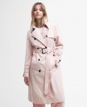 Vestes Barbour Greta Showerproof Trench Femme Rose | France_BAR52560