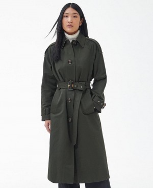 Vestes Barbour Marie Showerproof Trench Femme Vert | France_BAR40626