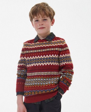 Vetement Barbour Boys Case Fairisle Jumper Enfant Rouge | France_BAR99404