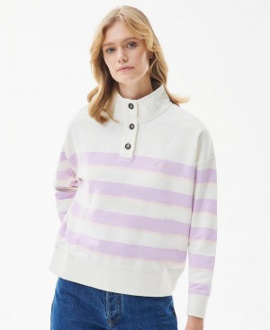 knitwear Barbour Barbour Snapdragon Sweatshirt Femme Violette Stripes | France_BAR81842