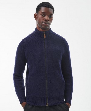 knitwear Barbour Calder Zip Through Jumper Homme Bleu Marine | France_BAR38669