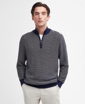 knitwear Barbour Dunstan Half-Zip Jumper Homme Grise | France_BAR87468