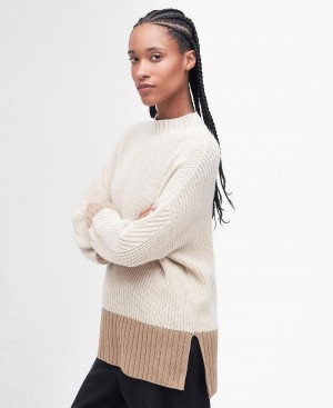 knitwear Barbour Elsa Jumper Femme Beige | France_BAR52181