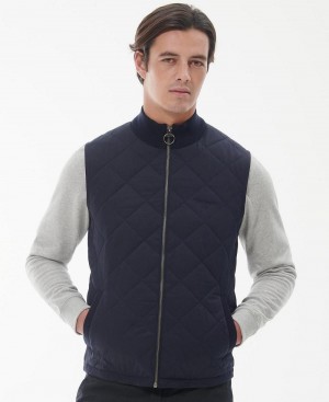 knitwear Barbour Essential Box Quilt Gilet Homme Bleu Marine | France_BAR64651