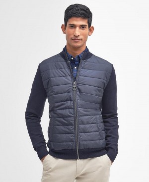 knitwear Barbour Essential Carn Baffle Zip Through Jumper Homme Bleu | France_BAR91787