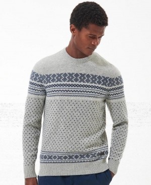 knitwear Barbour Essential Fairisle Sweatshirt Homme Grise | France_BAR28741