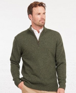 knitwear Barbour Essential Tisbury Half Zip Sweatshirt Homme Vert | France_BAR91191