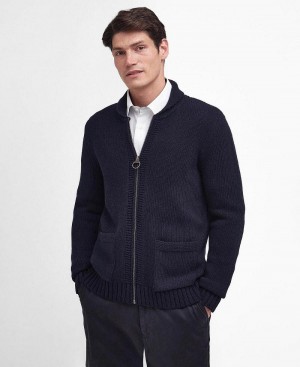 knitwear Barbour Felton Zip-Up Jumper Homme Bleu Marine | France_BAR20938