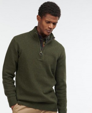 knitwear Barbour Holden Half Zip Jumper Homme Vert | France_BAR35349