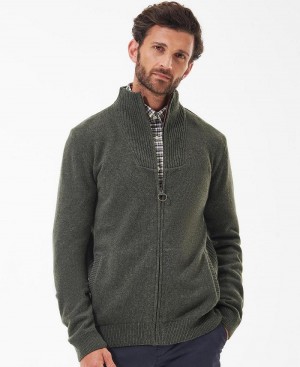 knitwear Barbour Nelson Essential Full-Zip Jumper Homme Vert | France_BAR41389