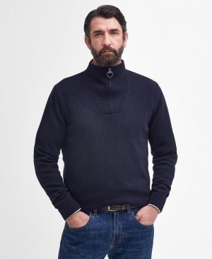 knitwear Barbour Nelson Essential Half Zip Sweatshirt Homme Bleu Marine | France_BAR67603