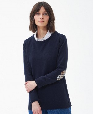 knitwear Barbour Pendle Crew Knit Sweatshirt Femme Bleu Marine | France_BAR69331