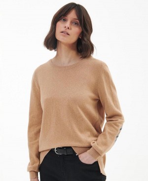 knitwear Barbour Pendle Crew Knit Sweatshirt Femme Marron | France_BAR73364