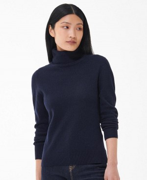 knitwear Barbour Pendle Roll-Neck Sweatshirt Femme Bleu Marine | France_BAR62888