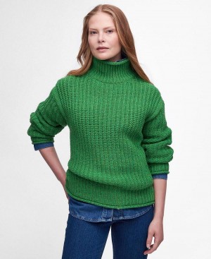 knitwear Barbour Rockcliffe Jumper Femme Vert | France_BAR51938