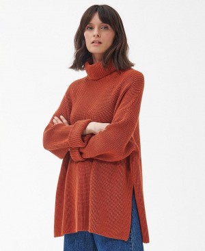 knitwear Barbour Stitch Cape Femme Orange | France_BAR31683