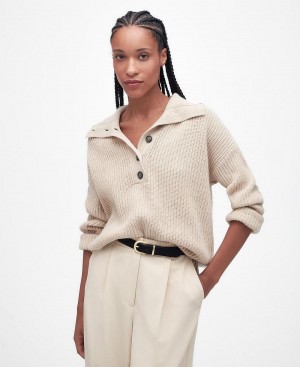 knitwear Barbour Yarrow Jumper Femme Beige | France_BAR21820