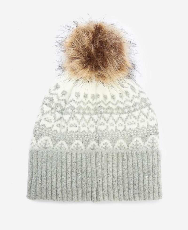 Chapeau Barbour Alpine Fairisle Pom Femme Grise | France_BAR11390