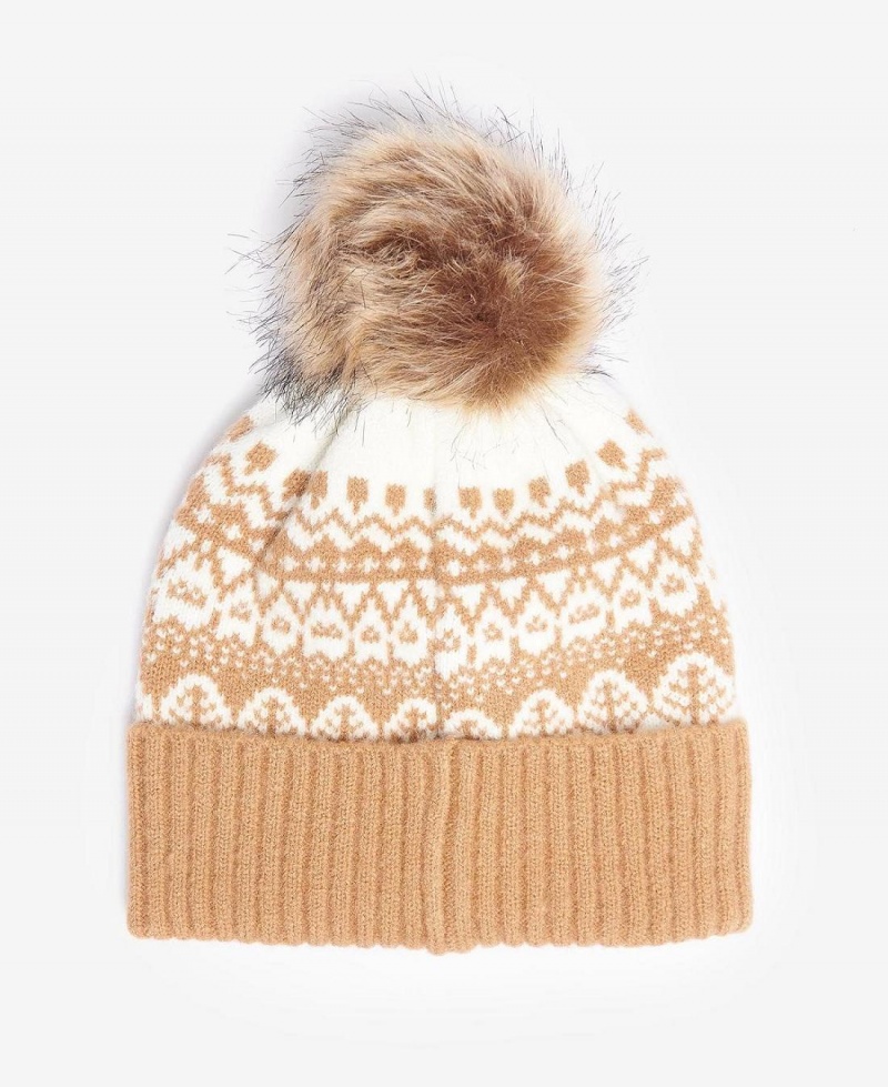 Chapeau Barbour Alpine Fairisle Pom Femme Marron | France_BAR28653