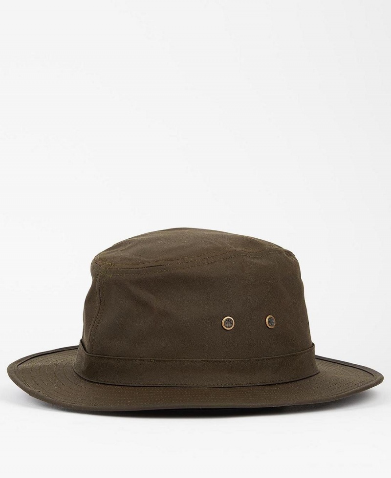 Chapeau Barbour Dawson Wax Safari Homme Vert Olive | France_BAR21783