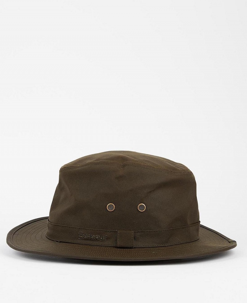 Chapeau Barbour Dawson Wax Safari Homme Vert Olive | France_BAR21783