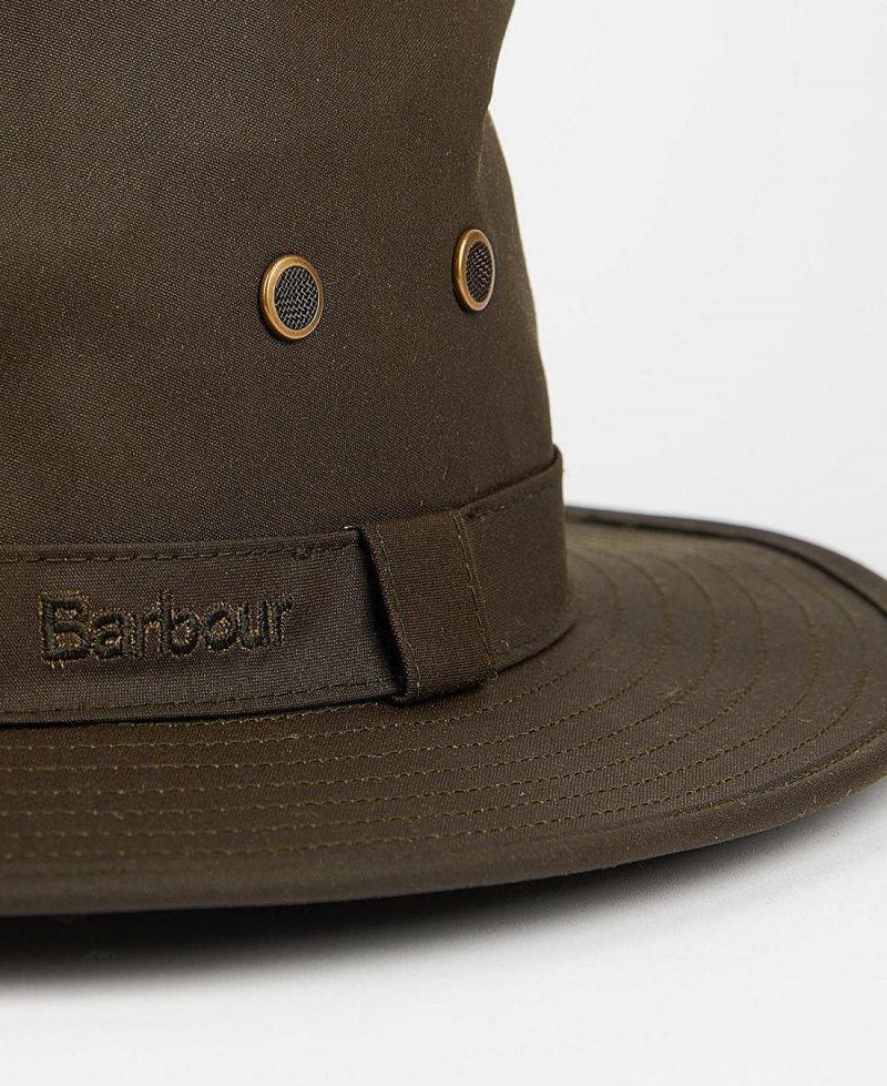 Chapeau Barbour Dawson Wax Safari Homme Vert Olive | France_BAR21783