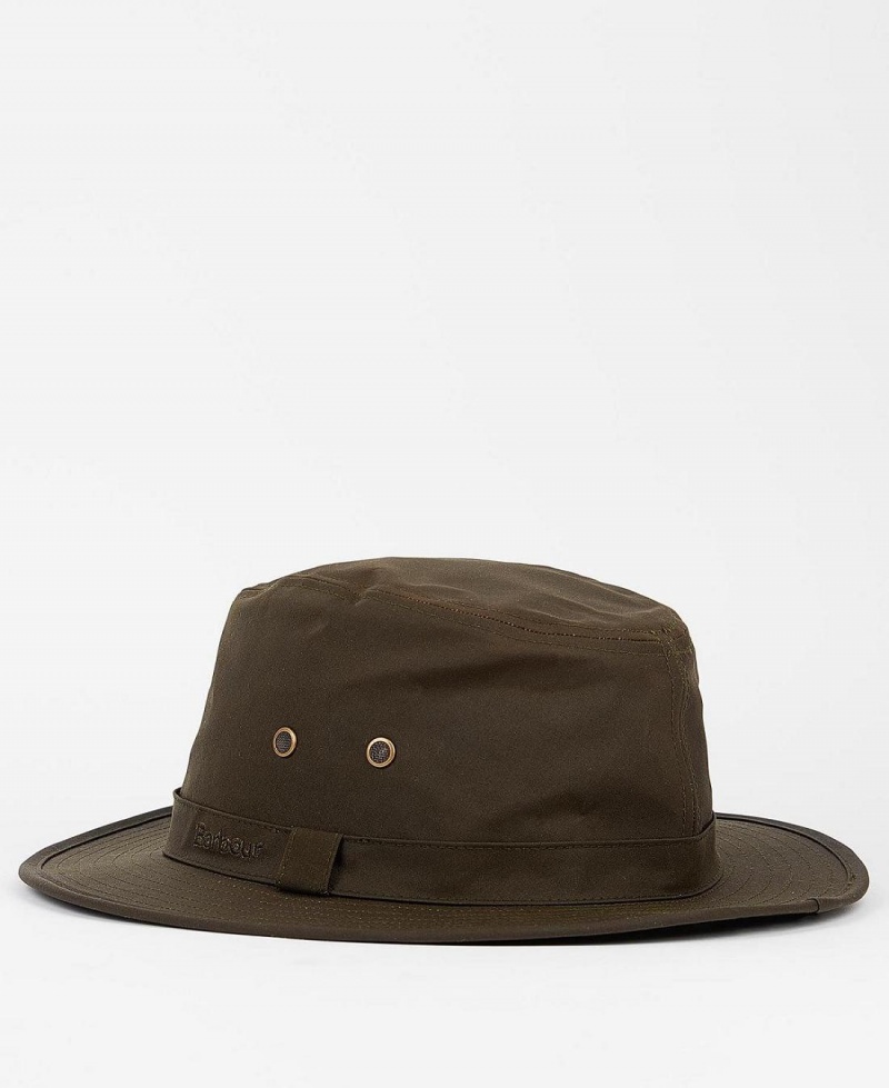 Chapeau Barbour Dawson Wax Safari Homme Vert Olive | France_BAR21783