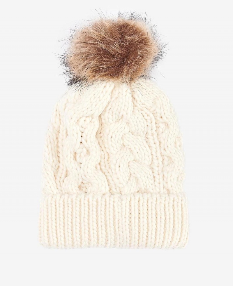 Chapeau Barbour Penshaw Cable-Knit Femme Blanche | France_BAR58894