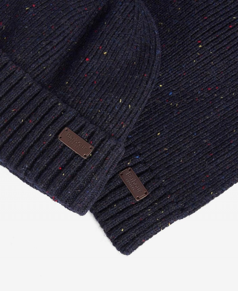 Echarpes Barbour Carlton Fleck Beanie & Gift Set Homme Bleu Marine | France_BAR48084