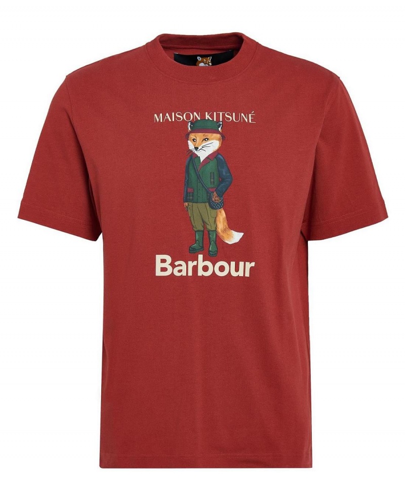 Hauts Barbour Barbour x Maison Kitsuné Beaufort Fox T-Shirt Homme Rouge | France_BAR22115