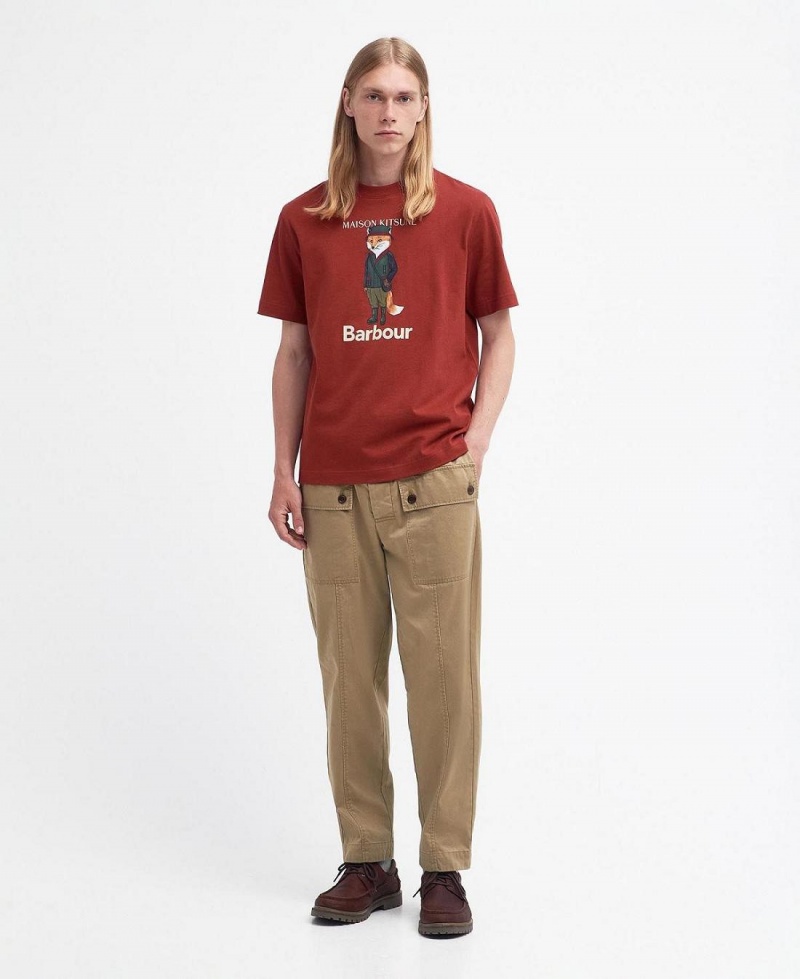 Hauts Barbour Barbour x Maison Kitsuné Beaufort Fox T-Shirt Homme Rouge | France_BAR22115