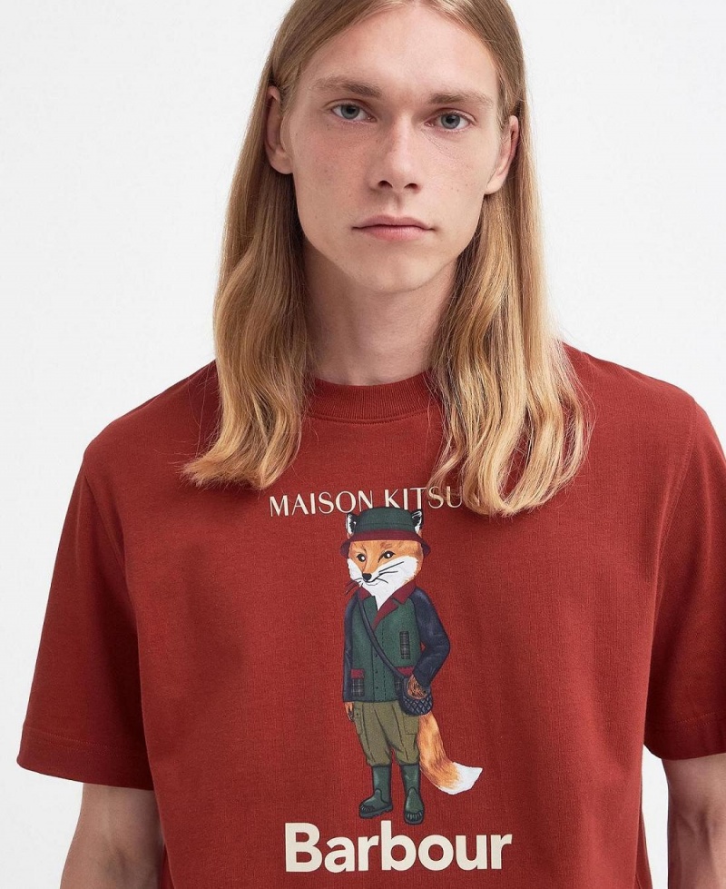 Hauts Barbour Barbour x Maison Kitsuné Beaufort Fox T-Shirt Homme Rouge | France_BAR22115