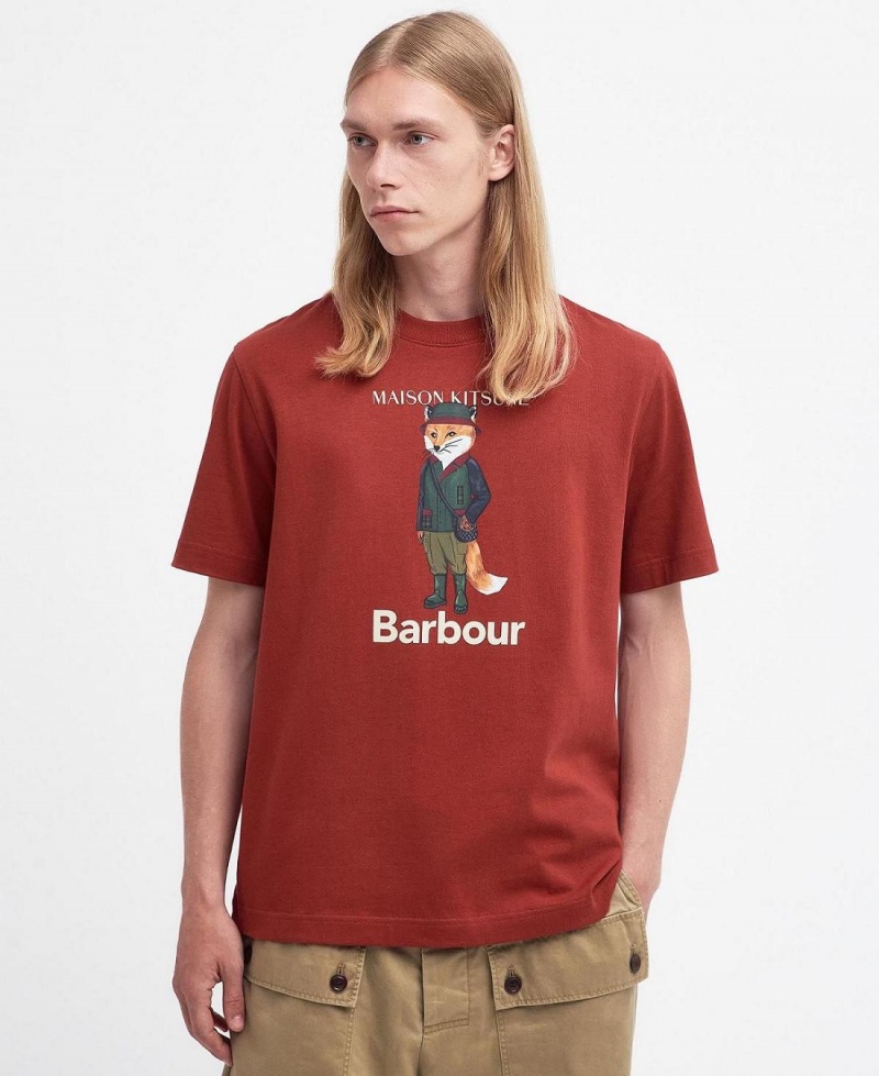 Hauts Barbour Barbour x Maison Kitsuné Beaufort Fox T-Shirt Homme Rouge | France_BAR22115