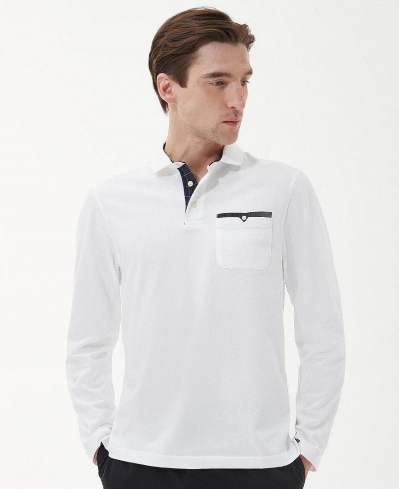 Hauts Barbour Corpatch Long Sleeve Polo Shirt Homme Blanche | France_BAR48064