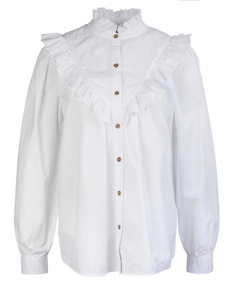 Hauts Barbour Laverne Shirt Femme Blanche | France_BAR94980