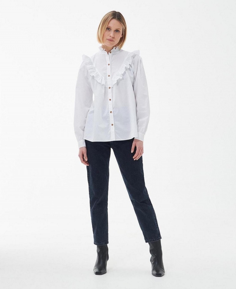 Hauts Barbour Laverne Shirt Femme Blanche | France_BAR94980