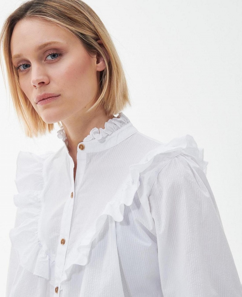 Hauts Barbour Laverne Shirt Femme Blanche | France_BAR94980