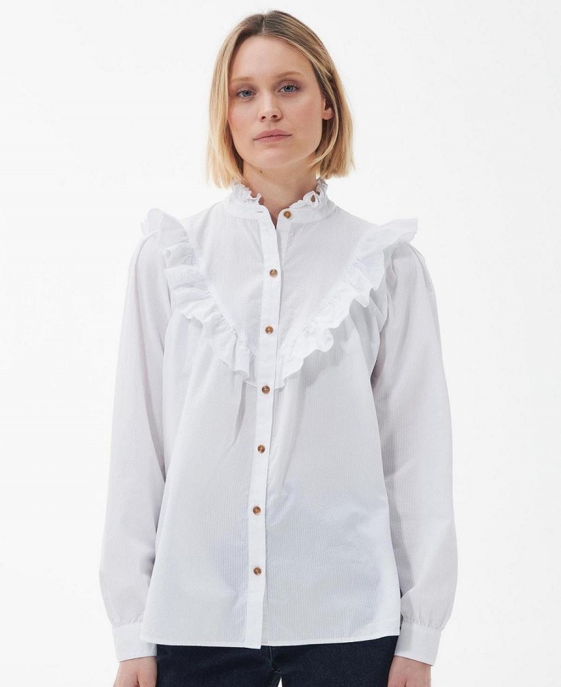 Hauts Barbour Laverne Shirt Femme Blanche | France_BAR94980