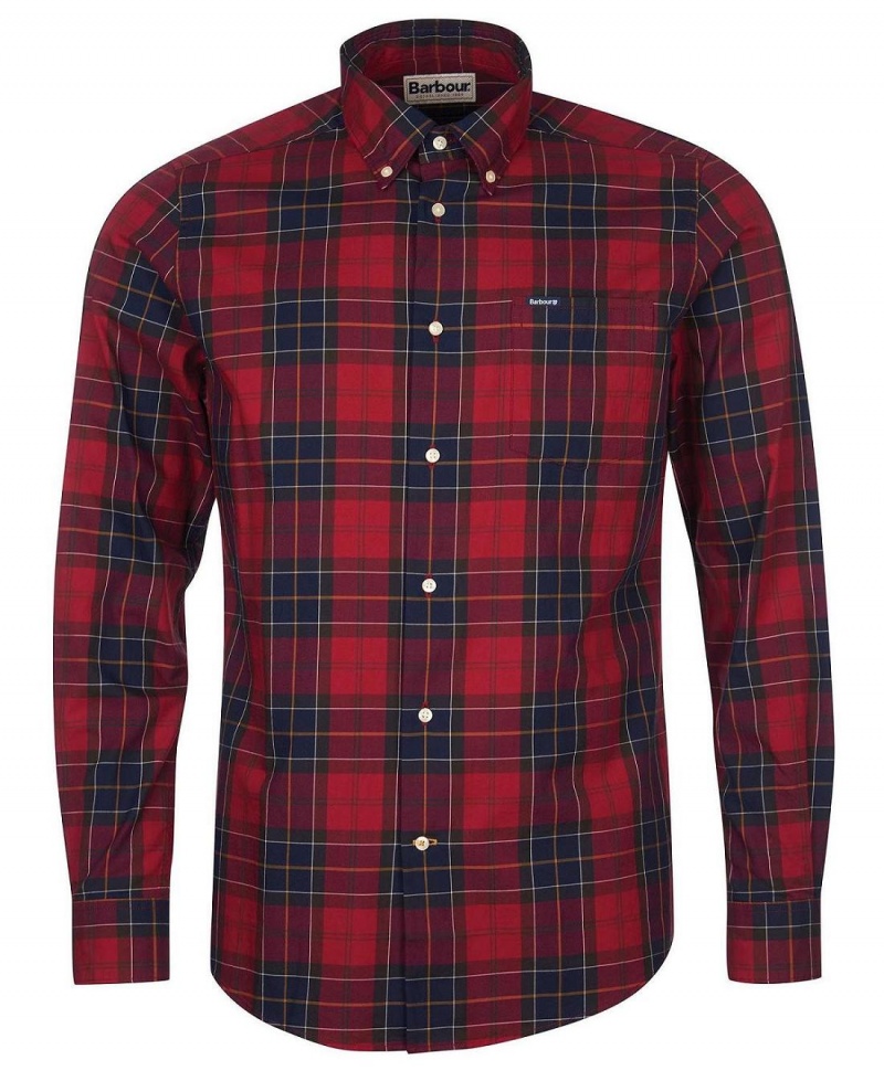 Hauts Barbour Wetheram Tailored Fit Shirt Homme Rouge | France_BAR60925