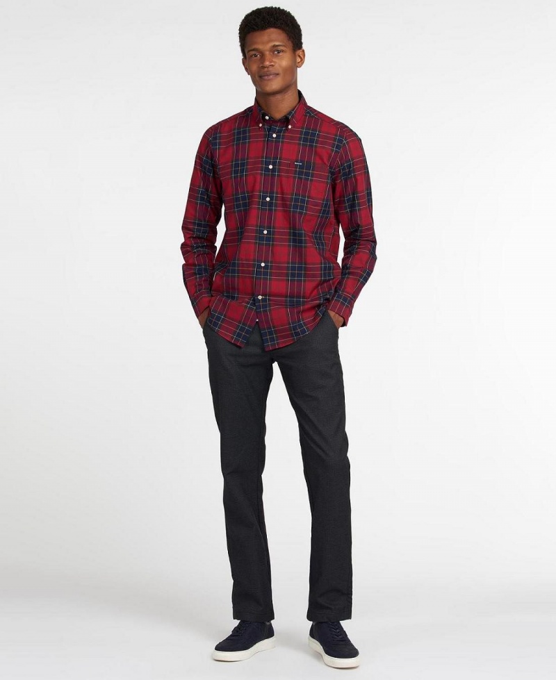 Hauts Barbour Wetheram Tailored Fit Shirt Homme Rouge | France_BAR60925